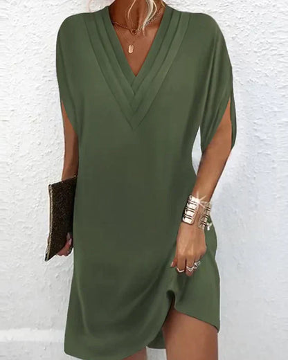 AS | Elegantní plisované letní mini šaty s výstřihem do V