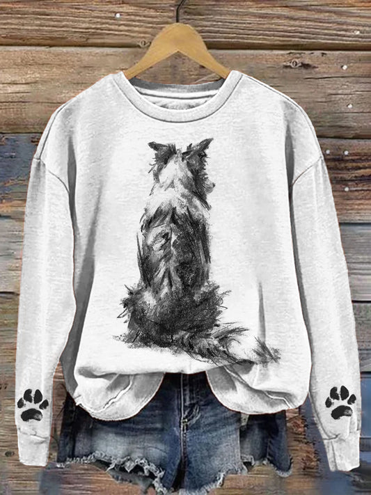 Comstylish Loyal Border Collie Art Print Sweatshirt