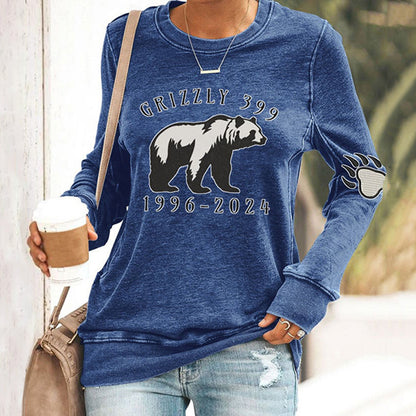 Comstylish Women's Grizzly 399 1996-2024 Print Long Sleeve Sweatshirt