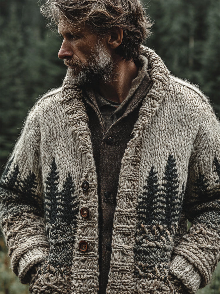 Men's Vintage Forest Inspired Cozy Chunky Cardigan artswardrobe