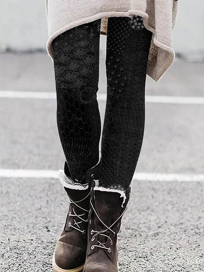 Comstylish Japanese Traditional Sashiko Art Comfy Leggings