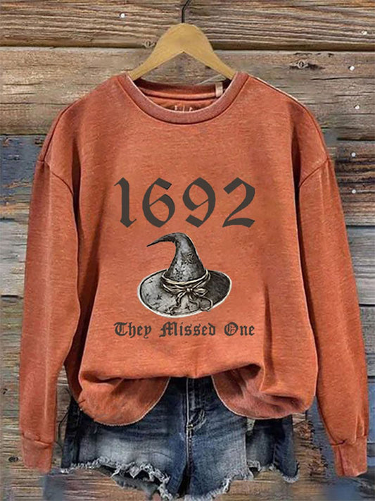 Comstylish Women's Halloween 1692 They Missed One Print Crew Neck Sweatshirt