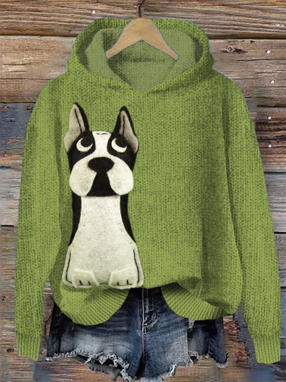 Comstylish Rolling Eyes Puppy Women's Hooded Sweater