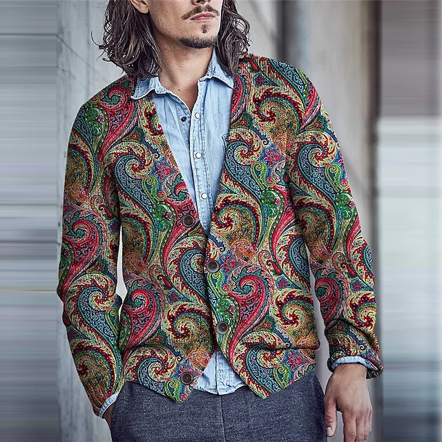 Floral Paisley Retro Vintage Casual Long Sleeved Knitted Cardigan elevenforest