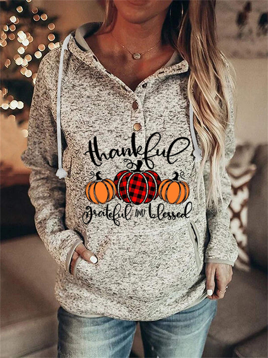 Pumpkin Print Thanksgiving Hooded Sweatshirt artswardrobe
