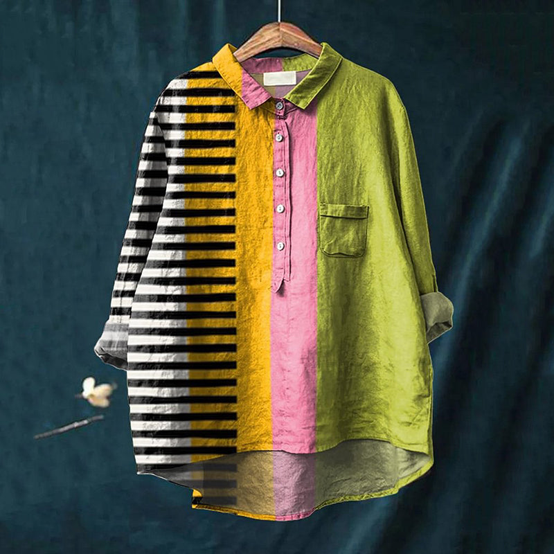 Comstylish Striped Colorblock Printed Casual Shirt