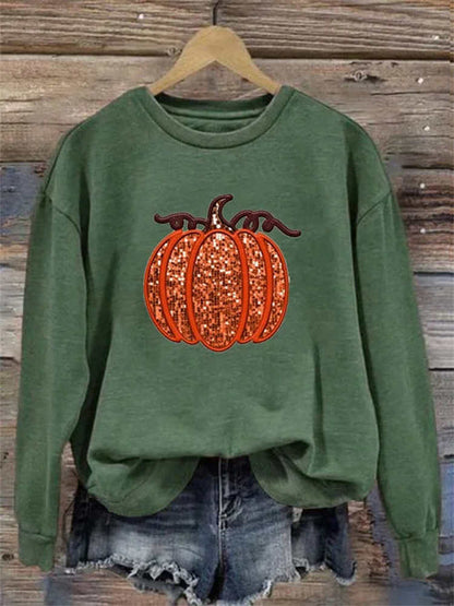 Comstylish Women's Pumpkin Sequin Sweatshirt