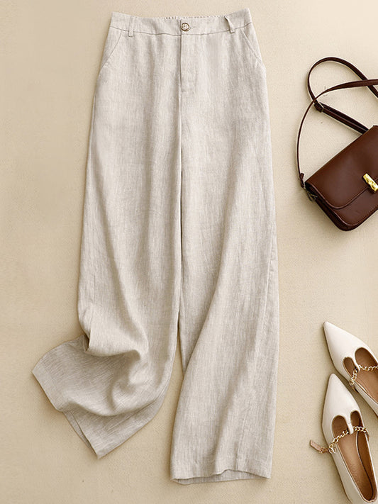 Comstylish Women's Linen Loose Straight Leg Pants