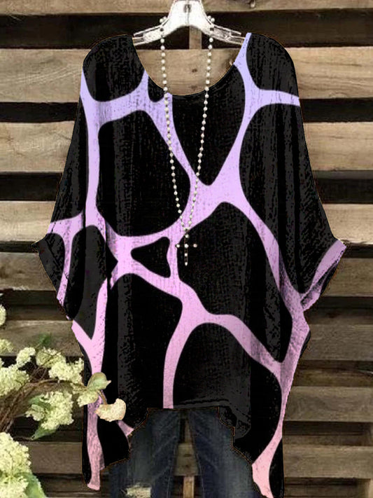 Women's Vintage Giraffe Pattern Round Neck Top