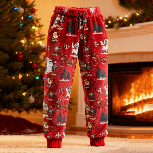 Comstylish Santa Claus Fun Pattern Women's Knitted Leggings