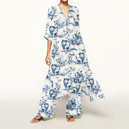 Women's Casual Cavalier King Charles Print Suit
