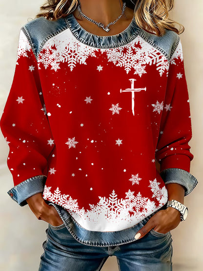 Comstylish Women's Christmas Faith Print Sweatshirt