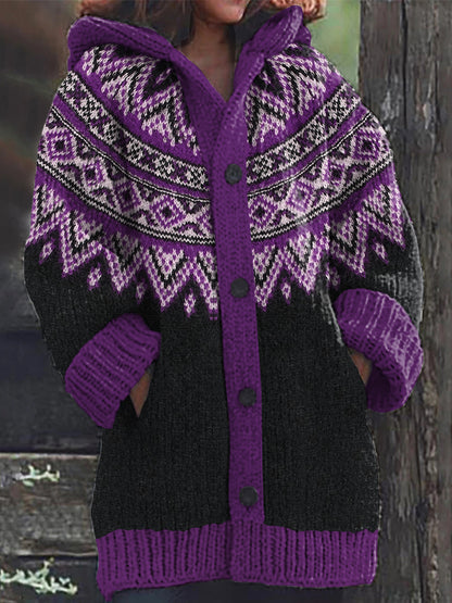 Women's Fairman Pattern Contrast Sweater Cardigan artswardrobe