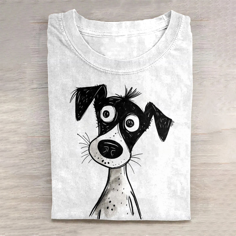 Comstylish Dog Art Print Casual Short Sleeve T-Shirt