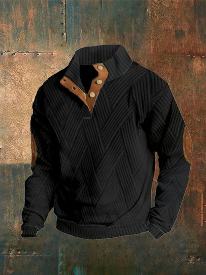 Men'S Plaid Print Button Casual Sweatshirt elevenforest