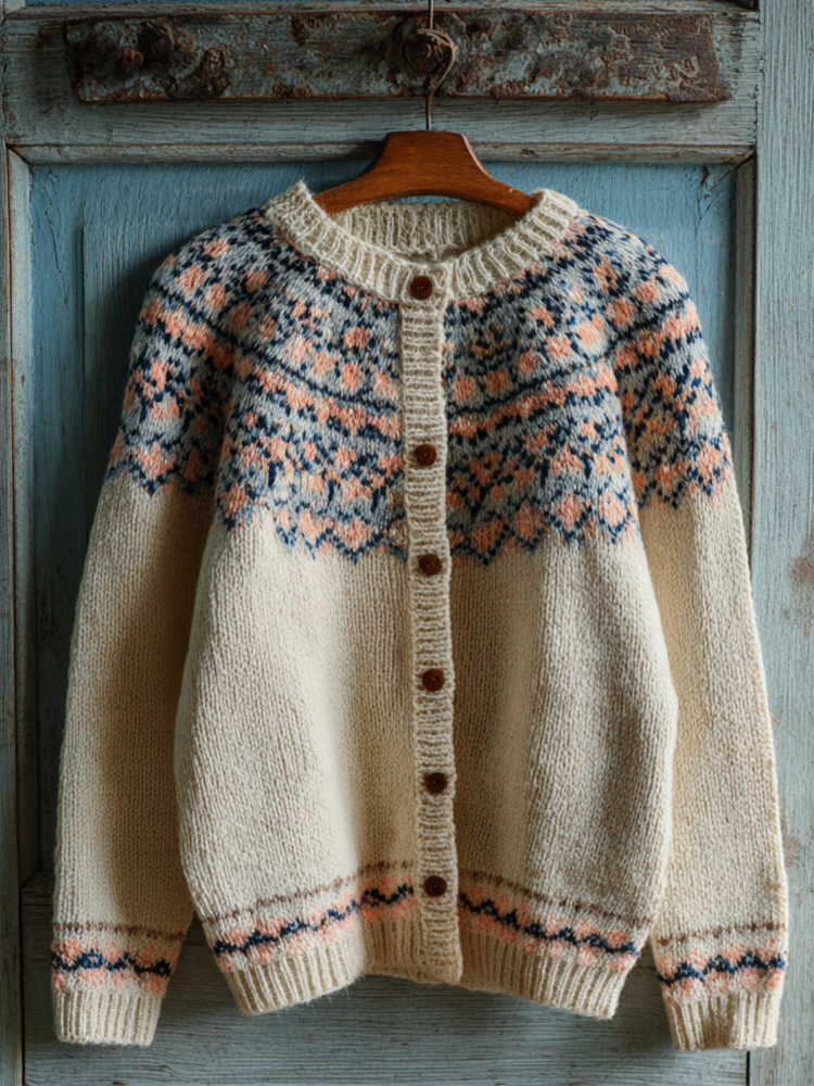 Women's Retro Autumn And Winter Knitted Round Neck Sweater Coat elevenforest