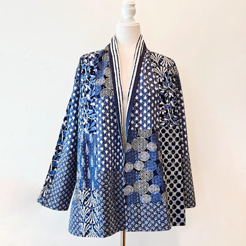 Comstylish Japanese Style Kantha Quilted Splicing Kimono
