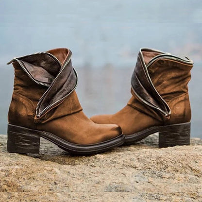 AS | Elegantní ohrnovací kotníčková obuv se zapínáním na zip