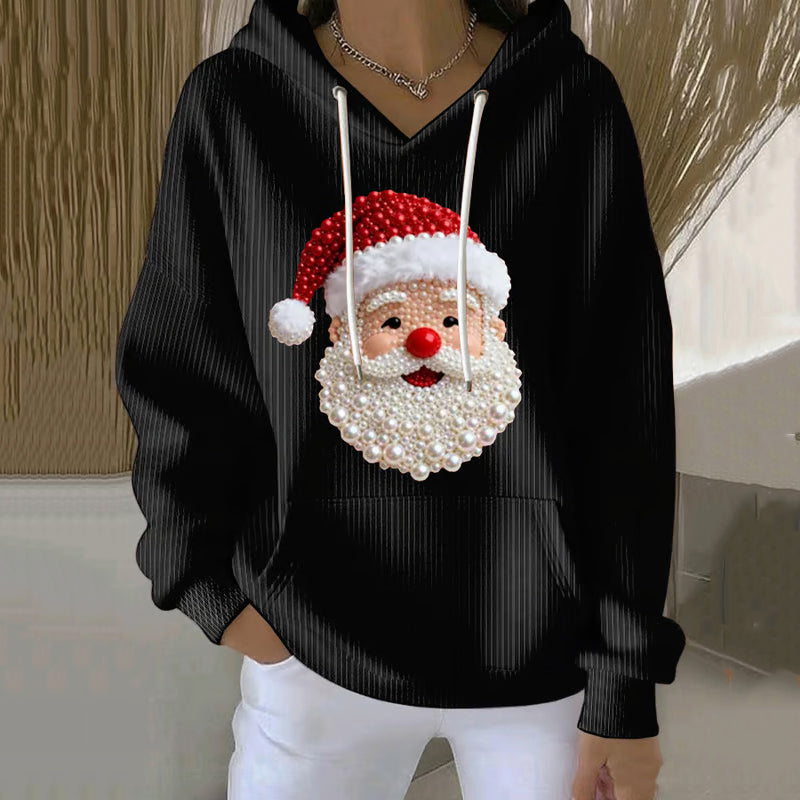 Comstylish Women's Christmas Cute Santa Art Hoodie