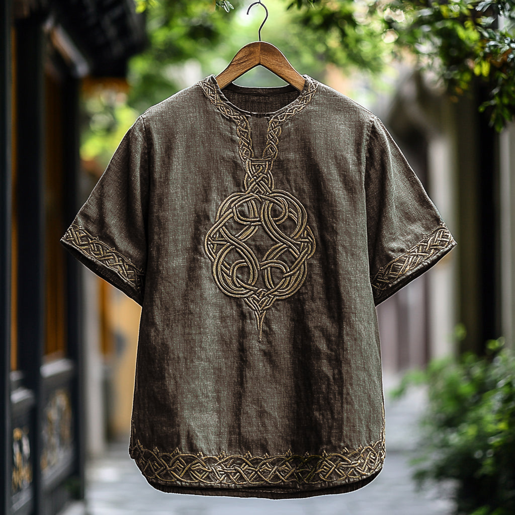 Men's Viking Celtic Knot Art Linen T-shirt artswardrobe