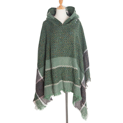 Vintage Herringbone Hooded Pullover Shawl elevenforest