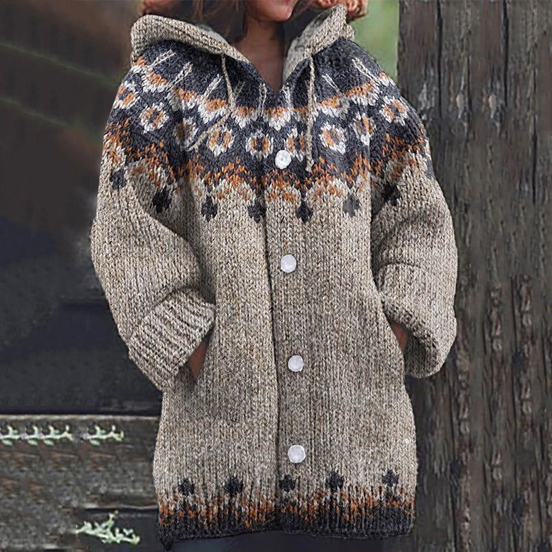 Vintage Tribal Icelandic Pattern Cozy Cardigan Sweater elevenforest