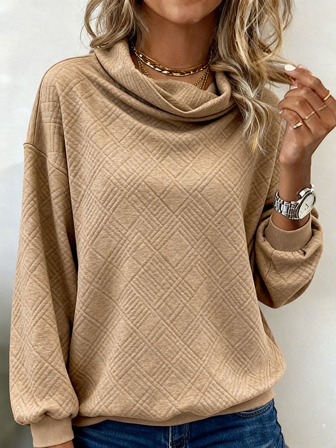 Women'S Solid Color Textured Sweatshirt 