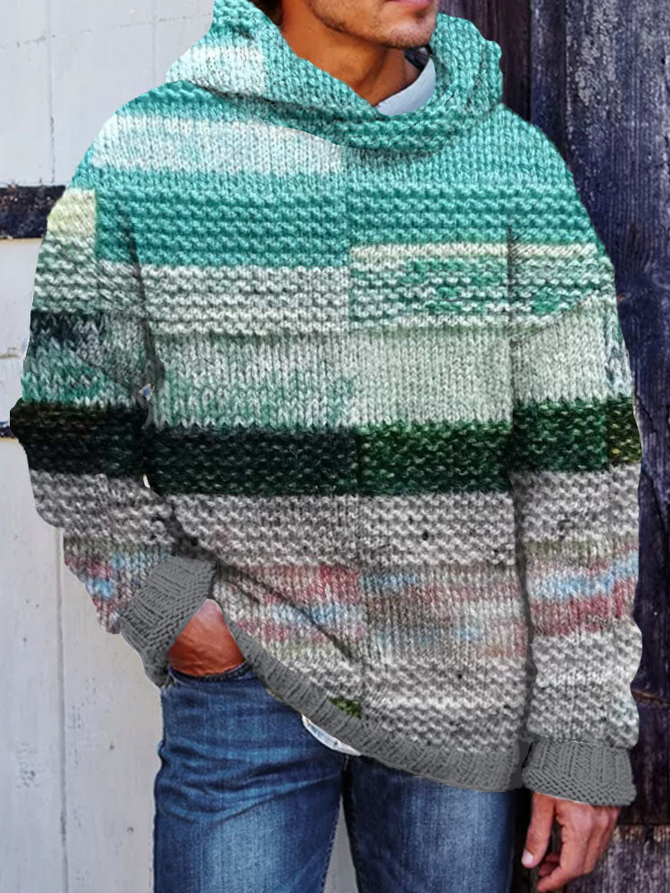 Men's Vintage Knitted Cozy Chunky Hooded Sweater elevenforest
