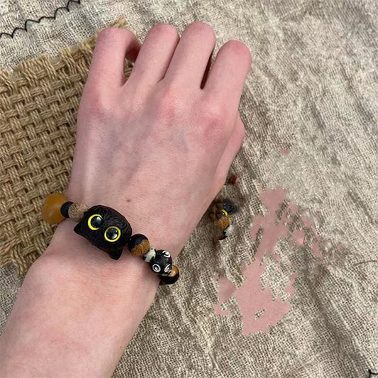 Comstylish Lovely Cat Vintage Handmade Beaded Bracelet
