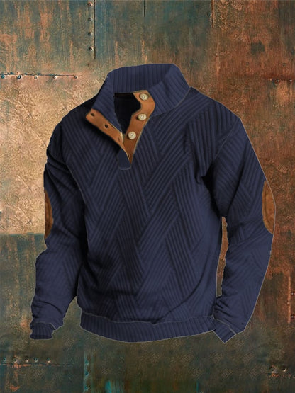 Men'S Plaid Print Button Casual Sweatshirt elevenforest