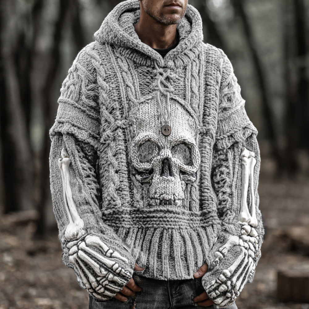 Men's Vintage Viking-style Skull-patterned Warm Sweater elevenforest