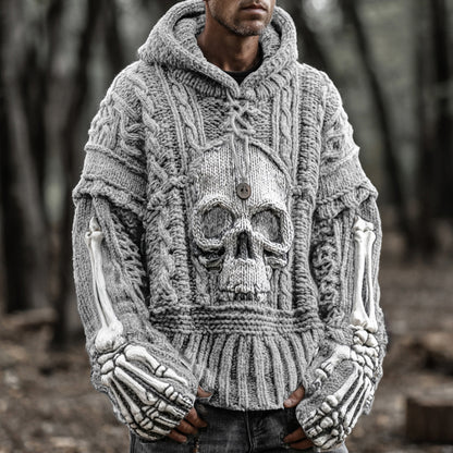 Men's Vintage Viking-style Skull-patterned Warm Sweater elevenforest