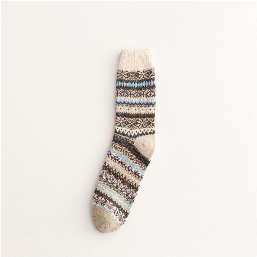 Soft Warm Retro Tribal Color Block Socks elevenforest