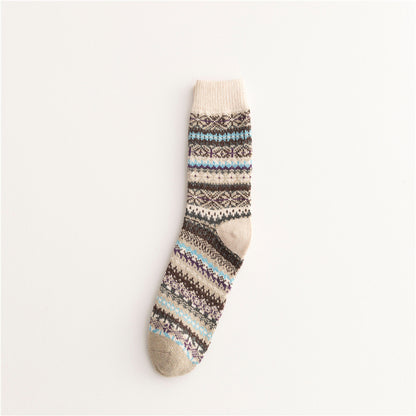 Soft Warm Retro Tribal Color Block Socks elevenforest