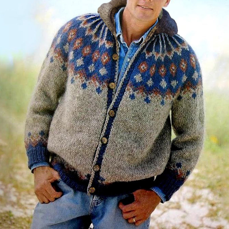 Retro Warm Iceland Jacquard  Hooded Sweatshirt elevenforest