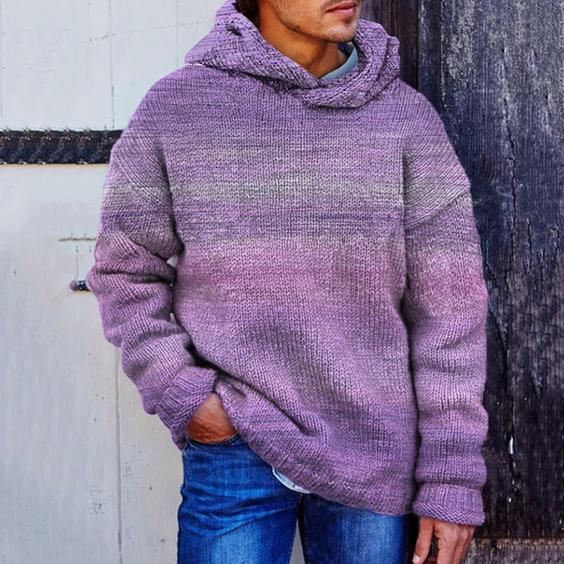 Men's Vintage Gradient Colorful Cozy Hooded Sweater artswardrobe