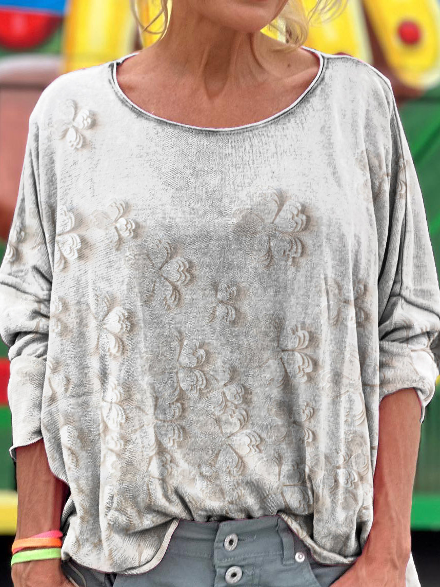 Floral Art Print Casual Long Sleeve T-Shirt