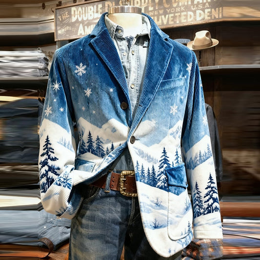 Comstylish Men's Vintage Casual Christmas Party Corduroy Blazer