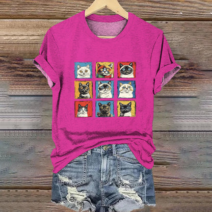 Pop Art Cat Andy Warhol Style Cat Meme T-shirt elevenforest