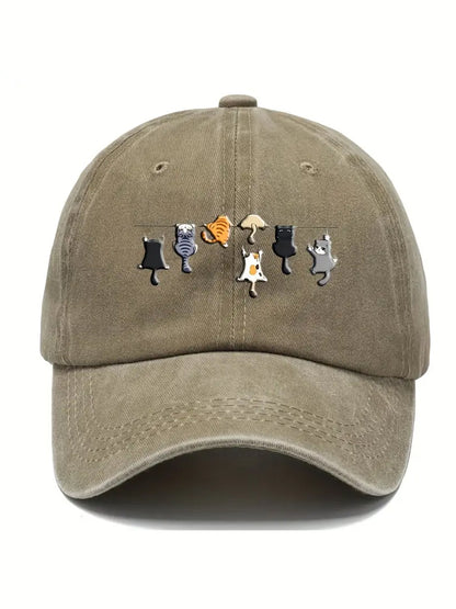 Cartoon Cats Vintage Washed Hat elevenforest