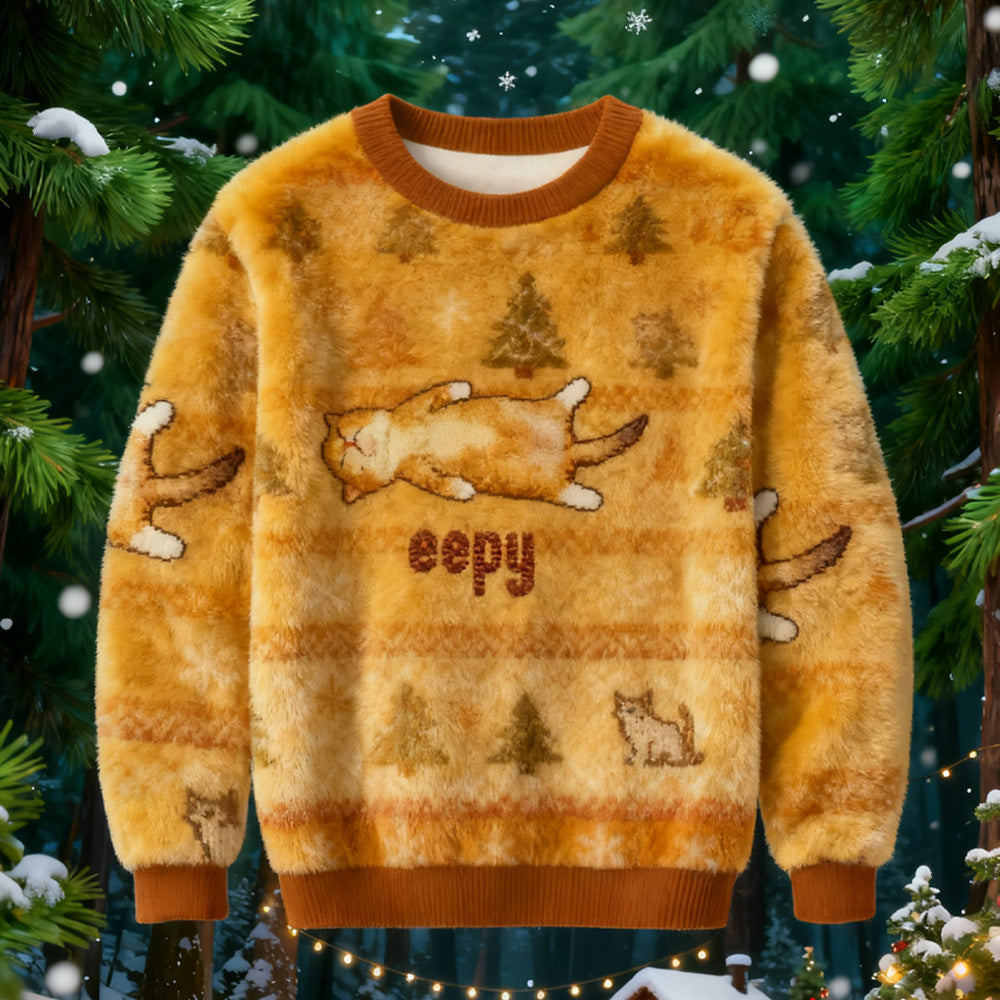 Comstylish Silly Sleepy Cat Meme Christmas Ugly Sweatshirt