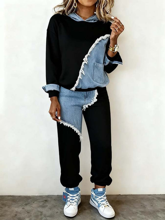 Women'S Casual Contrast Pants Suit 