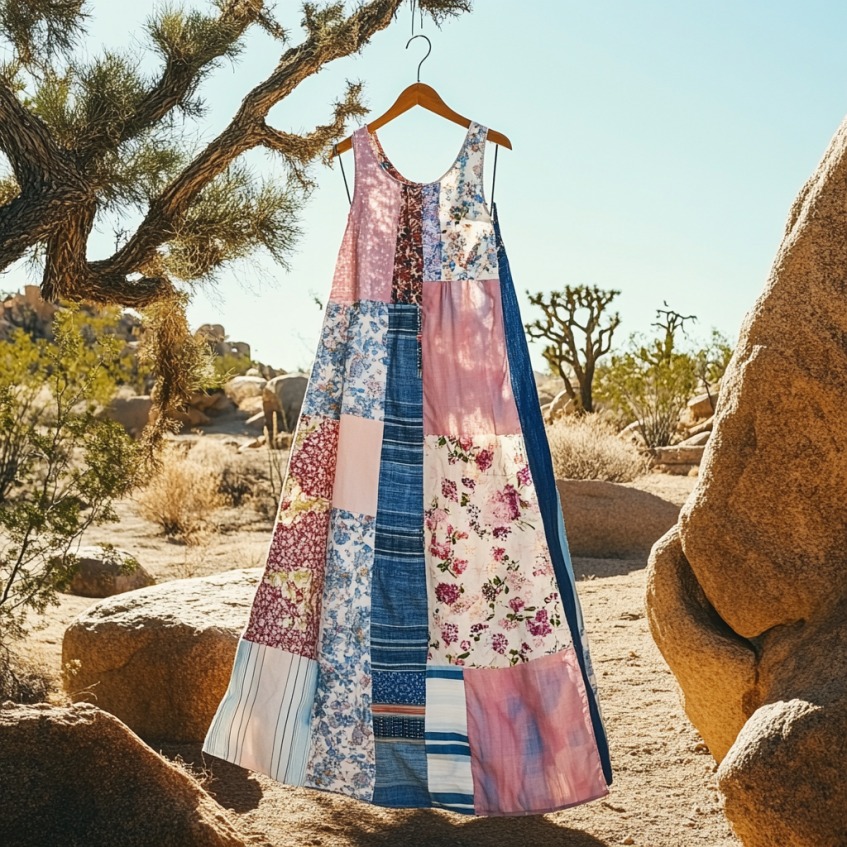 Women's Vintage Floral With Stripe Art Tank Dress artswardrobe