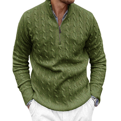 Men's Solid Color Knitted Zipper Sweater elevenforest