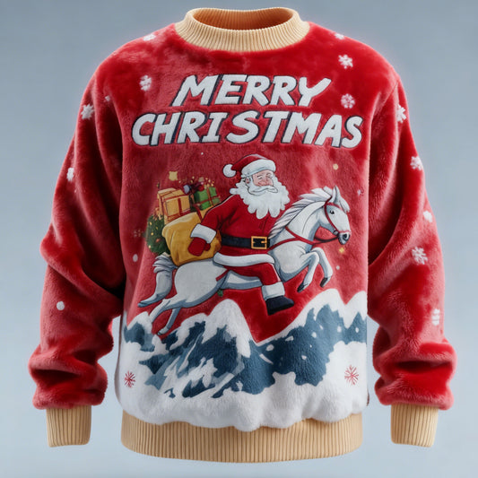 Comstylish Men's Christmas Santa Claus Comfortable Plush Sweatshirt