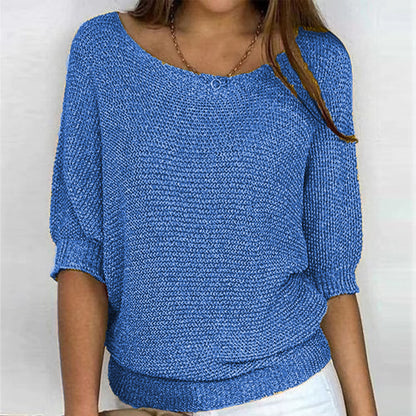 Vintage Solid Color V Neck Comfy Sweater elevenforest