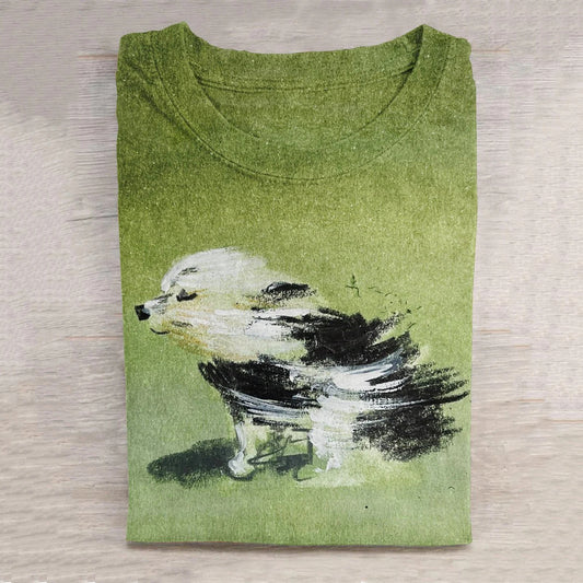 Comstylish Funny Dog Art Pattern Print Casual T-Shirt