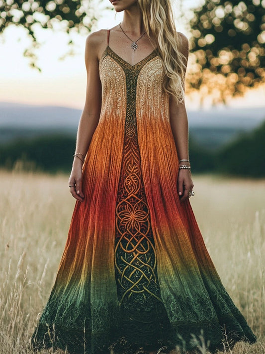 Viking Celtic Knot Print Women's Vintage Halter Dress artswardrobe