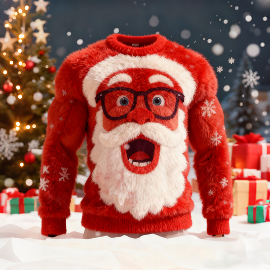 Comstylish Men's Funny Vintage Christmas Santa Claus Art Flannel Sweatshirt