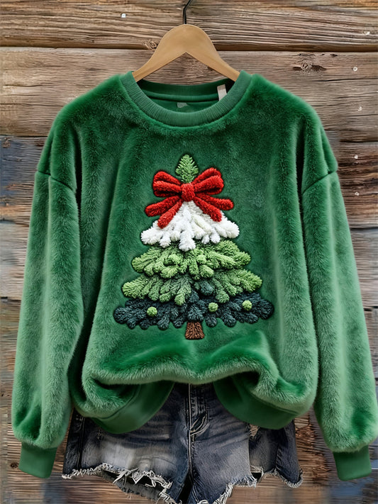 Lovely Fuzzy Christmas Tree Cozy Plush Sweatshirt